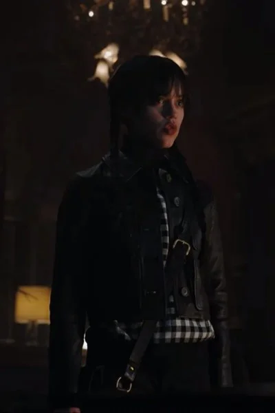 Leather Jacket of Jenna Ortega on Netflix Series “Wednesday”