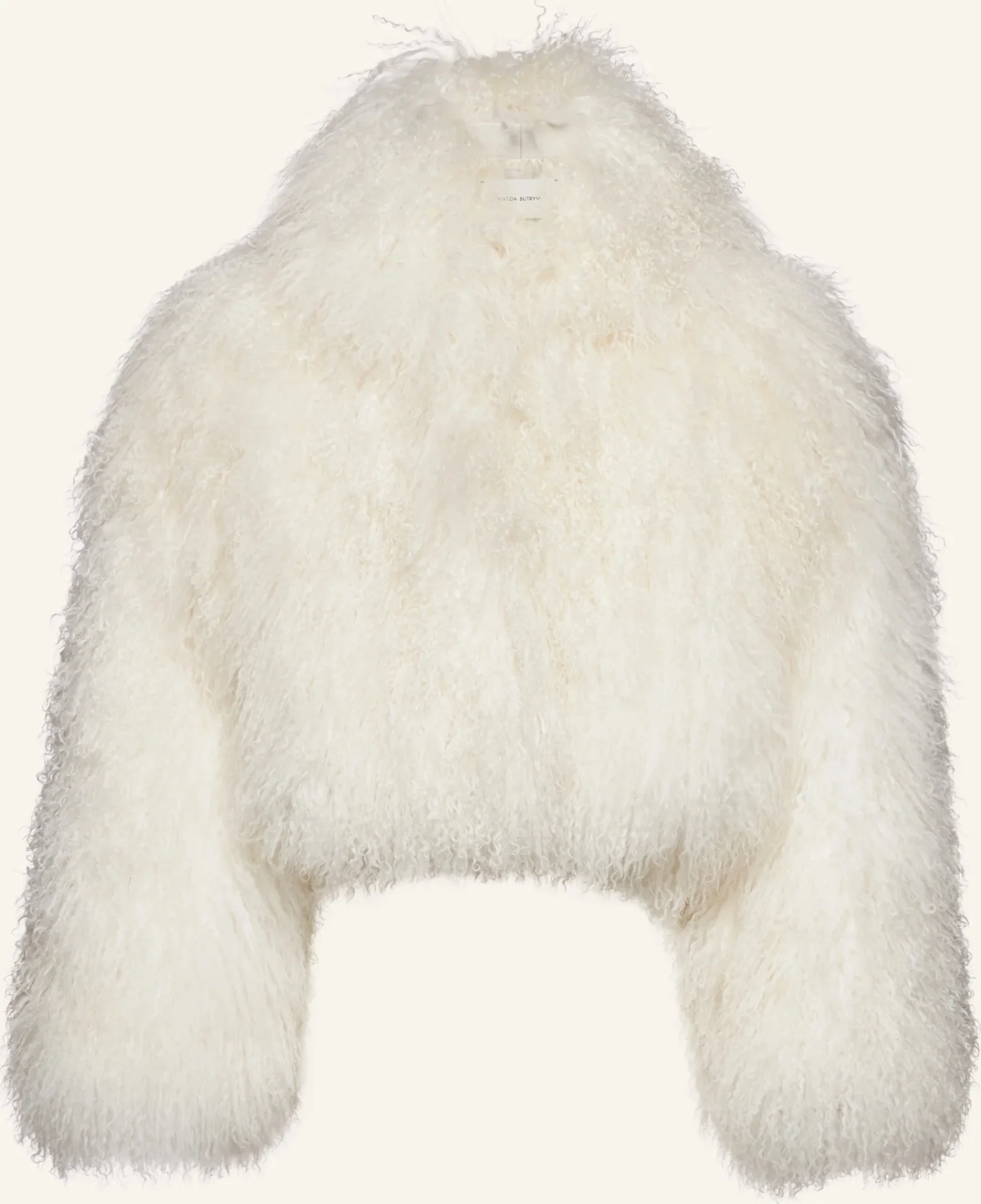 Magda Butrym Shag Shearling Short Coat in Cream