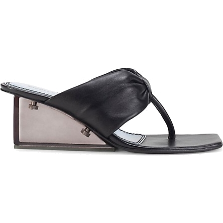 Nicole Saldana Karina Leather Wedge Sandals