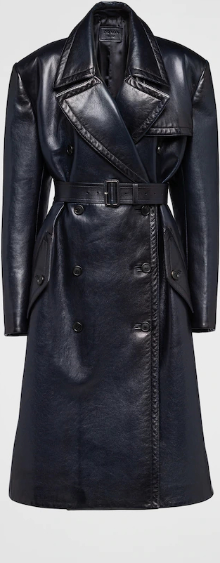 Prada Double-Breasted Leather Trench Coat