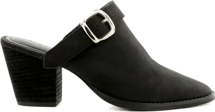 Rag & Co. - Tarrah Black Stacked Heel Mule With Adjustable Buckle
