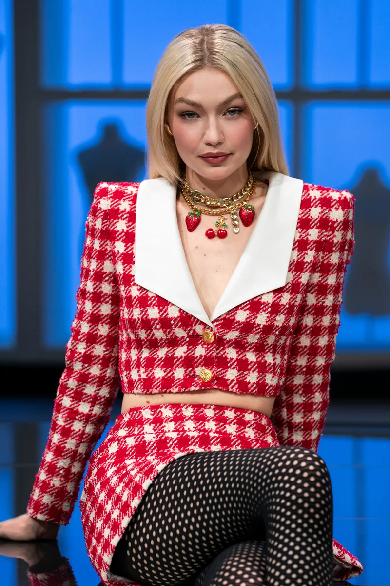 Gigi Hadid Brings Retro Chic to “Next in Fashion” with Alessandra Rich’s Checked Jacket