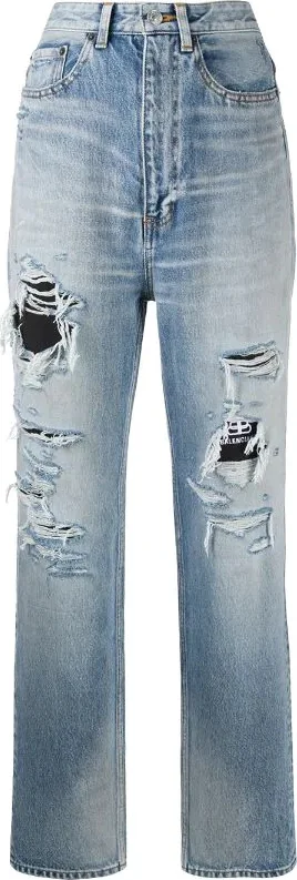 Balenciaga-Ripped-Detail-Denim-Jeans