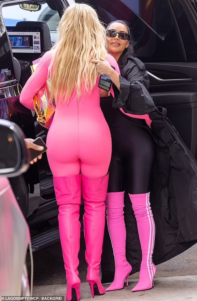 Kim and Khloe Kardashian visit the Santa Monica expo World Of Barbie on June 13, 2023