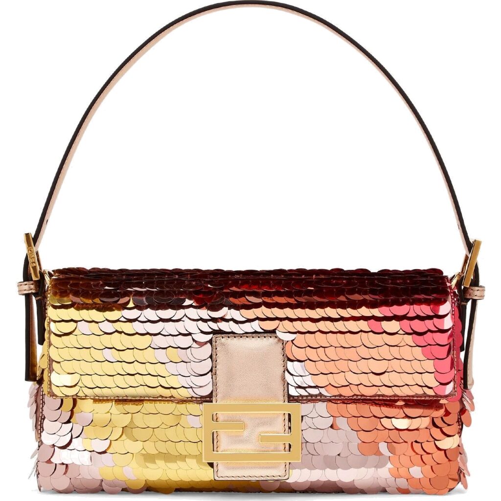 Fendi Baguette 1997 Copper-Coloured Leather and Sequinned Bag